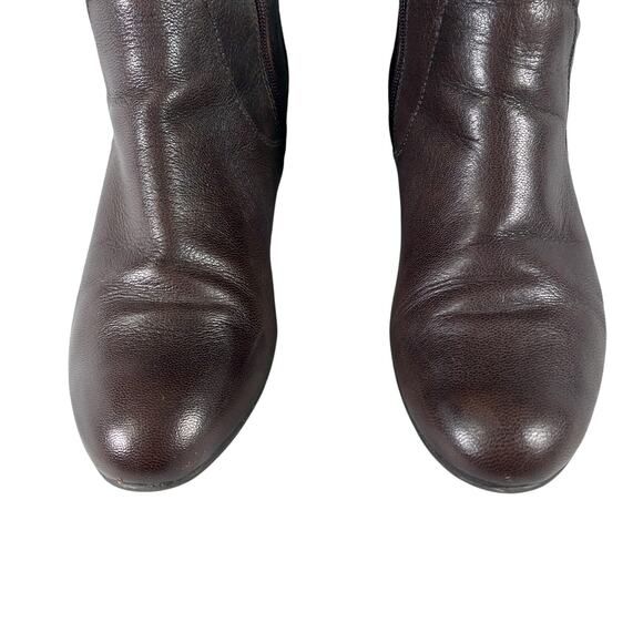 ENZO ANGIOLINI! ESPRESSO BROWN GENUINE LEATHER HIDDEN WEDGE HEEL BOITS! SZ 9.5M - Picture 5 of 11